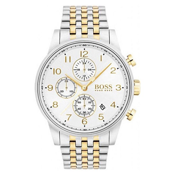 Hugo Boss Navigator Men’s Chronograph Quartz Stainless Steel White Dial Watch 44mm 1513499