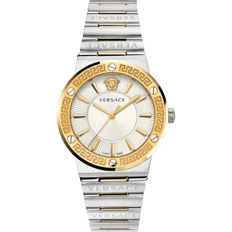 Versace Women’s Quartz Swiss Made Two-Tone Stainless Steel Silver Dial 38mm Watch VEVH00620