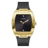Guess Mens Gold Tone Stainless Steel Case Quartz Sunray Analog Mineral Glass Black Dial Watch 43mm GW0386G3