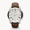 Fossil Men’s Chronograph Quartz Leather Strap Beige Dial 44mm Watch FS4735