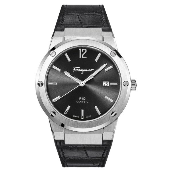Ferragamo Men’s Swiss Made Quartz Black Hybrid Strap Black Dial 41mm Watch SFDT00219