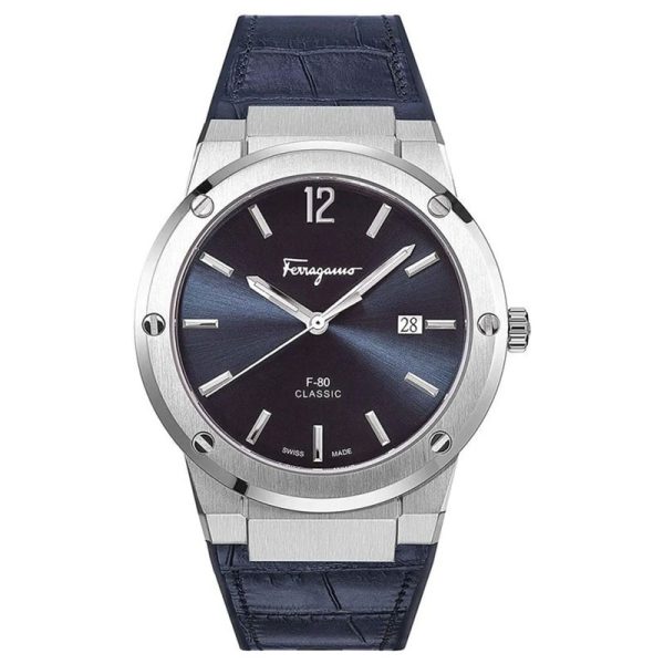 Ferragamo Men’s Swiss Made Quartz Blue Hybrid Strap Blue Dial 41mm Watch SFDT00319