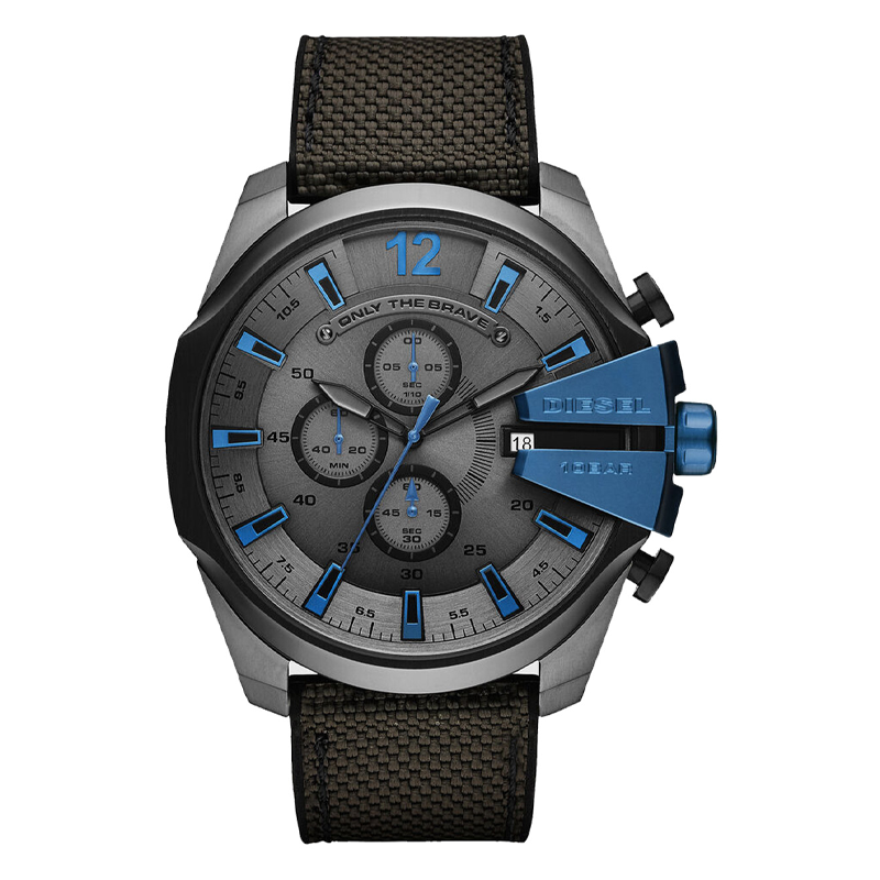 Diesel Men’s Quartz Black Silicone & Nylon Strap Grey Dial 51mm Watch DZ4500