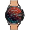 Diesel Men’s Quartz Light Brown Leather Strap Black Dial 51mm Watch DZ4476