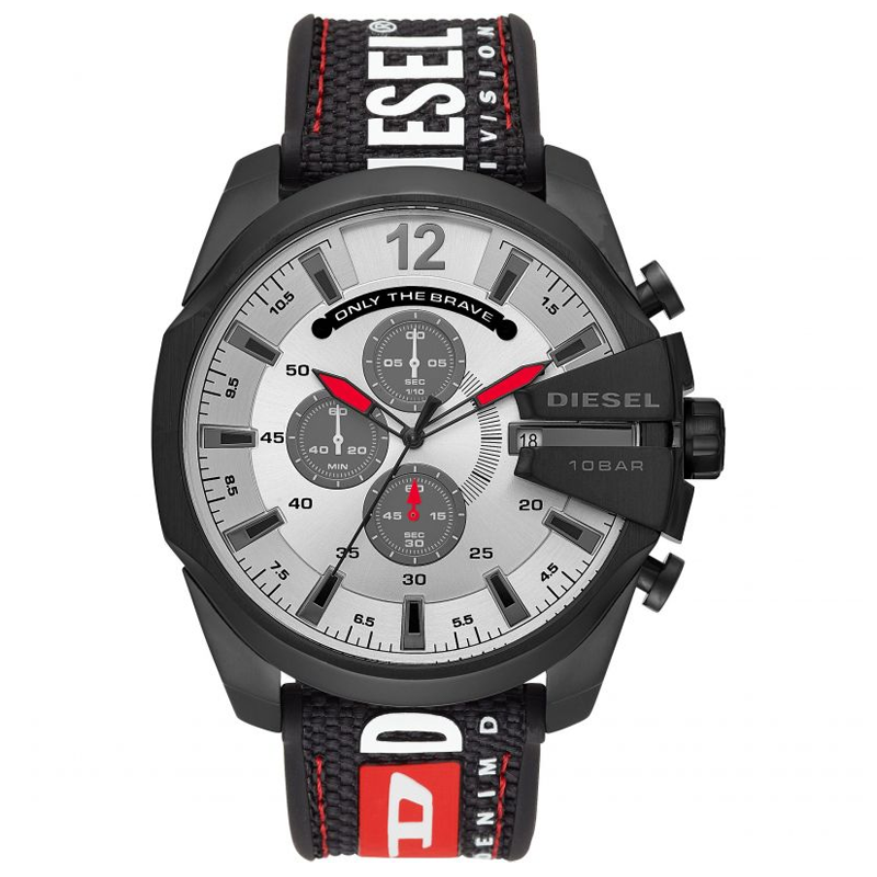 Diesel Men’s Quartz Black Silicone Strap Silver Dial 51mm Watch DZ4512