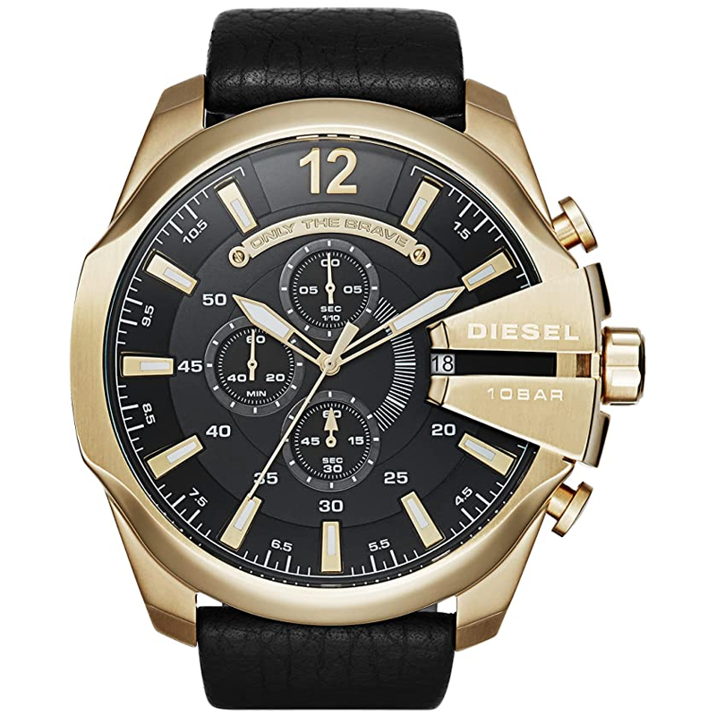 Diesel Men’s Quartz Black Leather Strap Black Dial 51mm Watch DZ4344