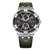 Maurice Lacroix Men’s Quartz Swiss Made Green Leather Strap Black Dial 44mm Watch AI1018-PVB21-3301