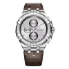 Maurice Lacroix Men’s Chronograph Quartz Brown Leather Strap Silver Dial 44mm Watch AI1018-SS001-130-1