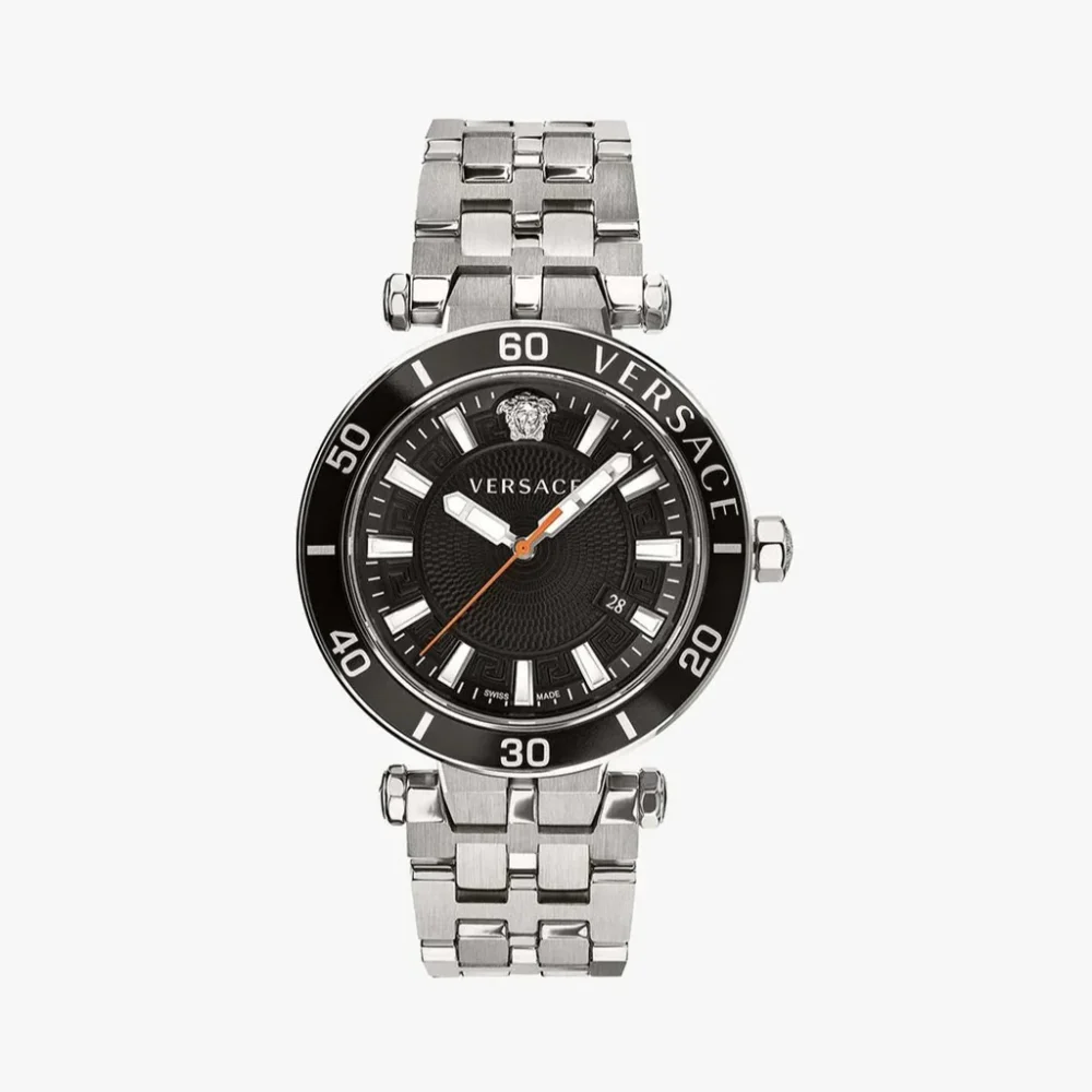Versace Men’s Quartz Swiss Made Silver Stainless Steel Black Dial 43mm Watch VEZ300321